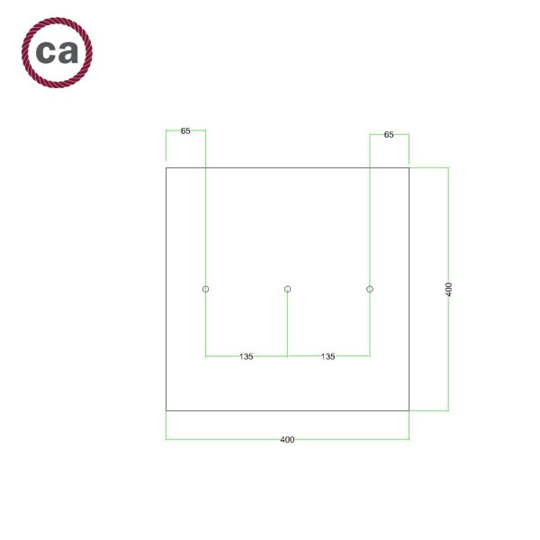 3 In-Line Holes - EXTRA LARGE Square Ceiling Canopy Kit - Rose One System