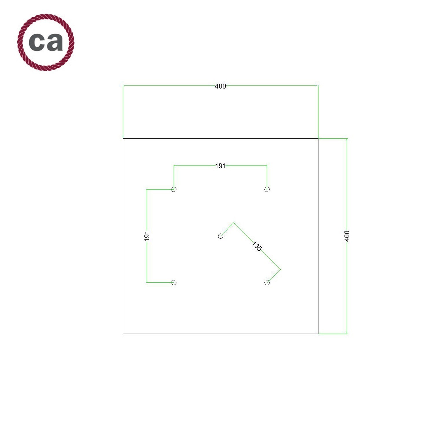 5 Holes - EXTRA LARGE Square Ceiling Canopy Kit - Rose One System