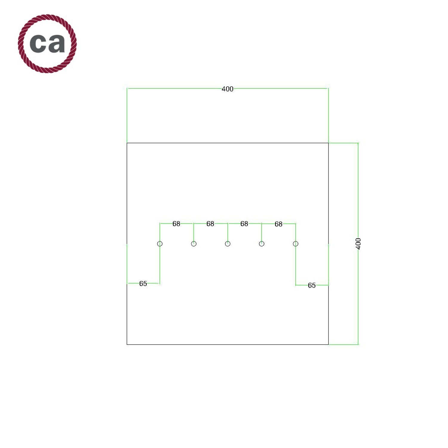 5 In-line Holes - EXTRA LARGE Square Ceiling Canopy Kit - Rose One System