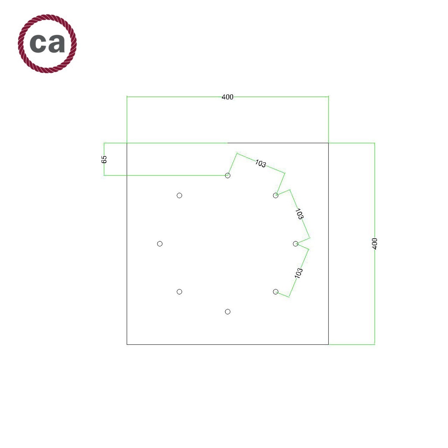 8 Holes - EXTRA LARGE Square Ceiling Canopy Kit - Rose One System