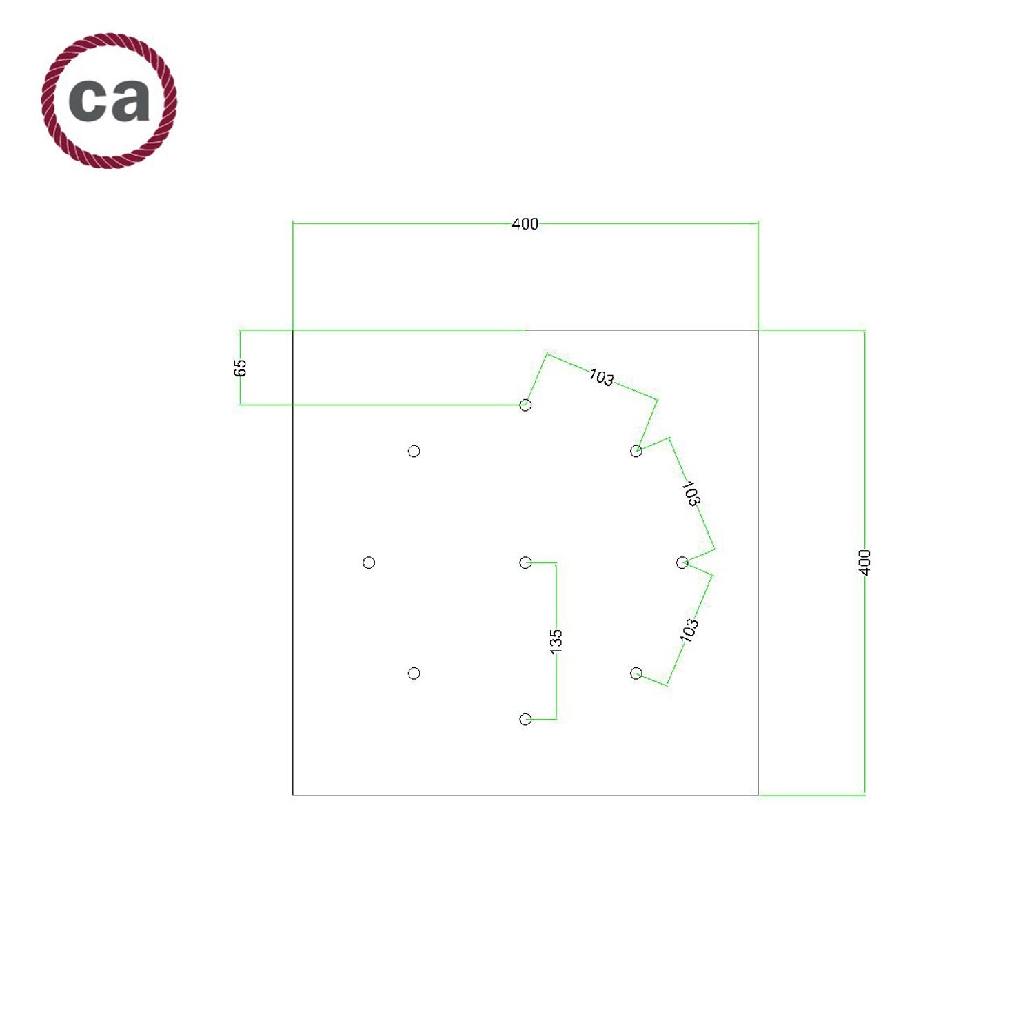 9 Holes - EXTRA LARGE Square Ceiling Canopy Kit - Rose One System