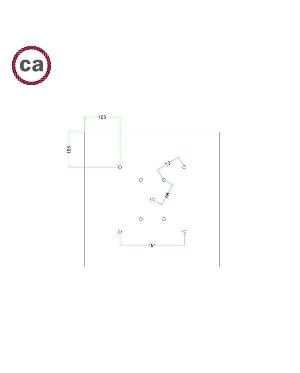 9 X-shaped Holes - EXTRA LARGE Square Ceiling Canopy Kit - Rose One System